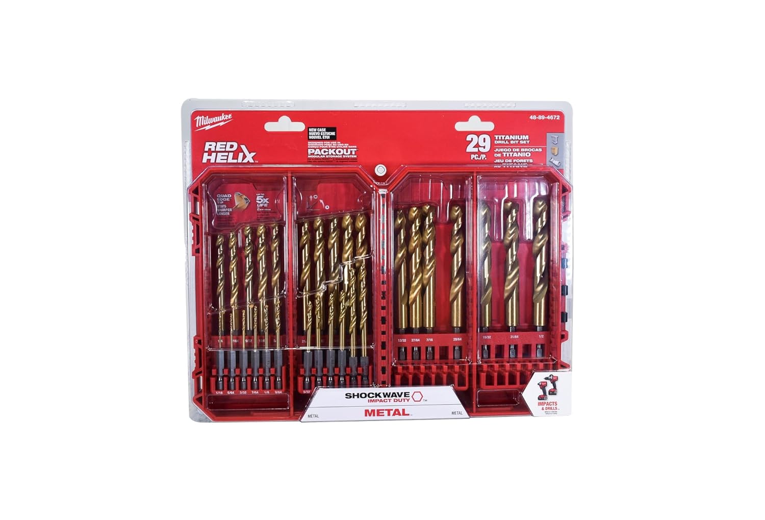 Milwaukee 29pc Titanium Impact Drill Bit Set 48-89-4672 1 Milwaukee 48-89-4672 Impact Duty Titanium Drill Bit Set (29 Piece)