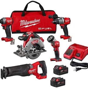 2998-25 M18 FUEL 18-Volt Lithium-Ion Brushless Cordless Combo Kit (5-Tool) with Two 5.0 Ah Batteries, 1 Charger 1 Tool Bag