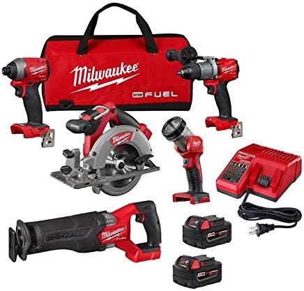 M18 FUEL 5-Tool Combo Kit 18V Brushless 2 Batteries Charger Bag 1 2998-25 M18 FUEL 18-Volt Lithium-Ion Brushless Cordless Combo Kit (5-Tool) with Two 5.0 Ah Batteries, 1 Charger 1 Tool Bag