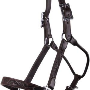 Schneiders Tooled Leather Ranch Show Halter | Stable-Ready | Authentic Western Design | Premium Tooled Leather | Comfortable Pre-Oiled Fit | Size Full Horse