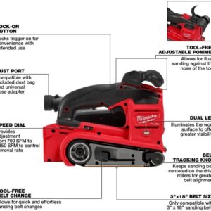 Milwaukee M18 Cordless Belt Sander 3×18 for Professional Wood Finishing
