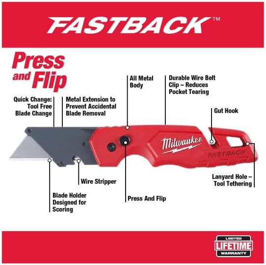 Milwaukee Fastback Utility Knife with Wire Stripper and Belt Clip 3 Milwaukee Fastback Utility Knife with Wire Stripper and Belt Clip - Image 3