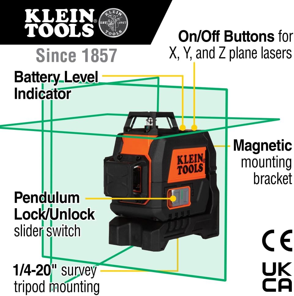 Klein Tools Green 360° Self-Leveling Laser Level, Magnetic Mount, Rechargeable 2 Klein Tools Green 360° Self-Leveling Laser Level, Magnetic Mount, Rechargeable - Image 2