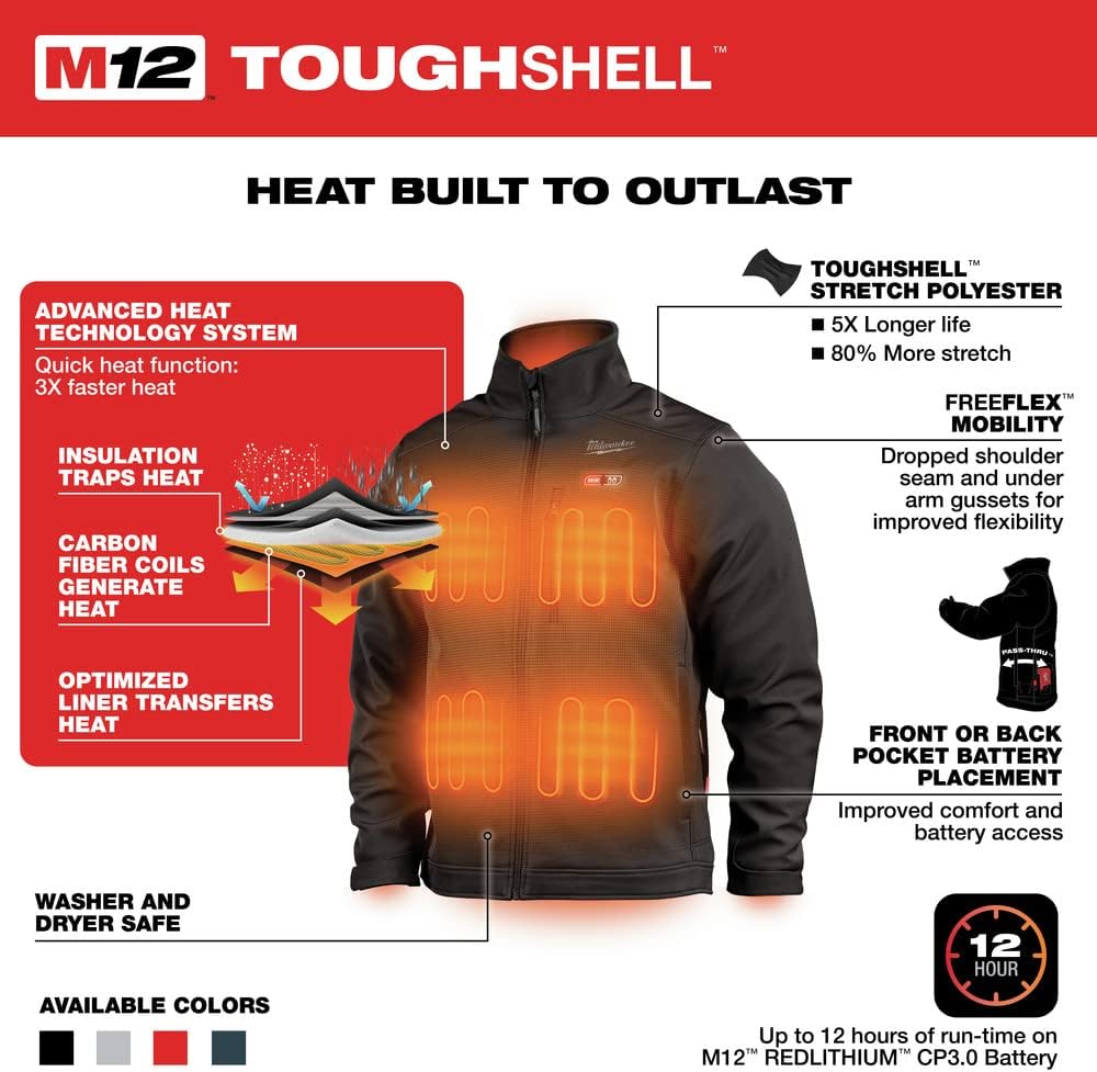 Milwaukee M12 Heated Jacket XL - Cordless Warmth, Tough Work Gear, 3Ah Battery 4 Milwaukee M12 Heated Jacket XL - Cordless Warmth, Tough Work Gear, 3Ah Battery - Image 4