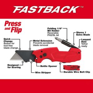 Milwaukee Fastback Folding Knife 6in1 Multi Tool for Professionals