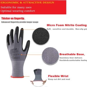 Safety Work Gloves Nitrile Coated 12 Pairs Seamless Knit Nylon