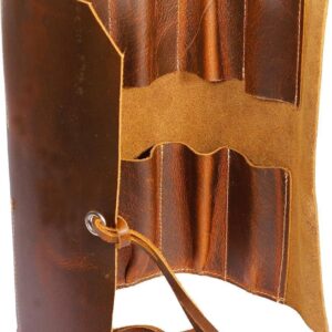 Premium Leather Tool Roll | 10 Slots Woodworking Organizer | Portable Workshop Storage Bag