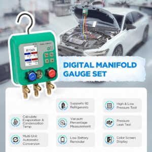 CMTOOL Digital HVAC Manifold Gauge Set w/ 92 Refrigerants Pressure Test