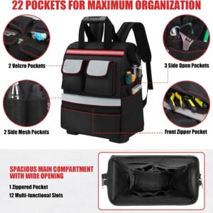 Waterproof Heavy Duty Tool Backpack: 22 Pockets for HVAC & Mechanics
