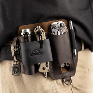 Premium Leather Multitool Sheath | EDC Belt Organizer | Tactical Pocket Holder