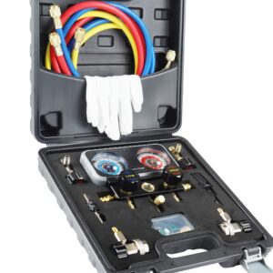 Professional HVAC A/C Manifold Gauge Set with 3.5 CFM Vacuum Pump for Refrigerant R134a