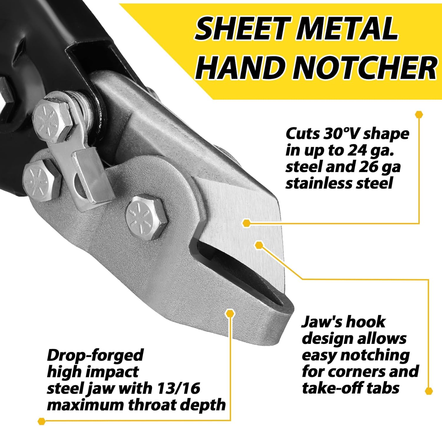 Sheet Metal V Notcher Tool 30° Cuts for HVAC Ductwork Roofing 3 Sheet Metal V Notcher Tool 30° Cuts for HVAC Ductwork Roofing - Image 3
