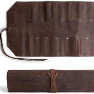 Premium Leather Tool Roll Bag: 12 Slots, Heavy Duty, Portable Mechanic Organizer