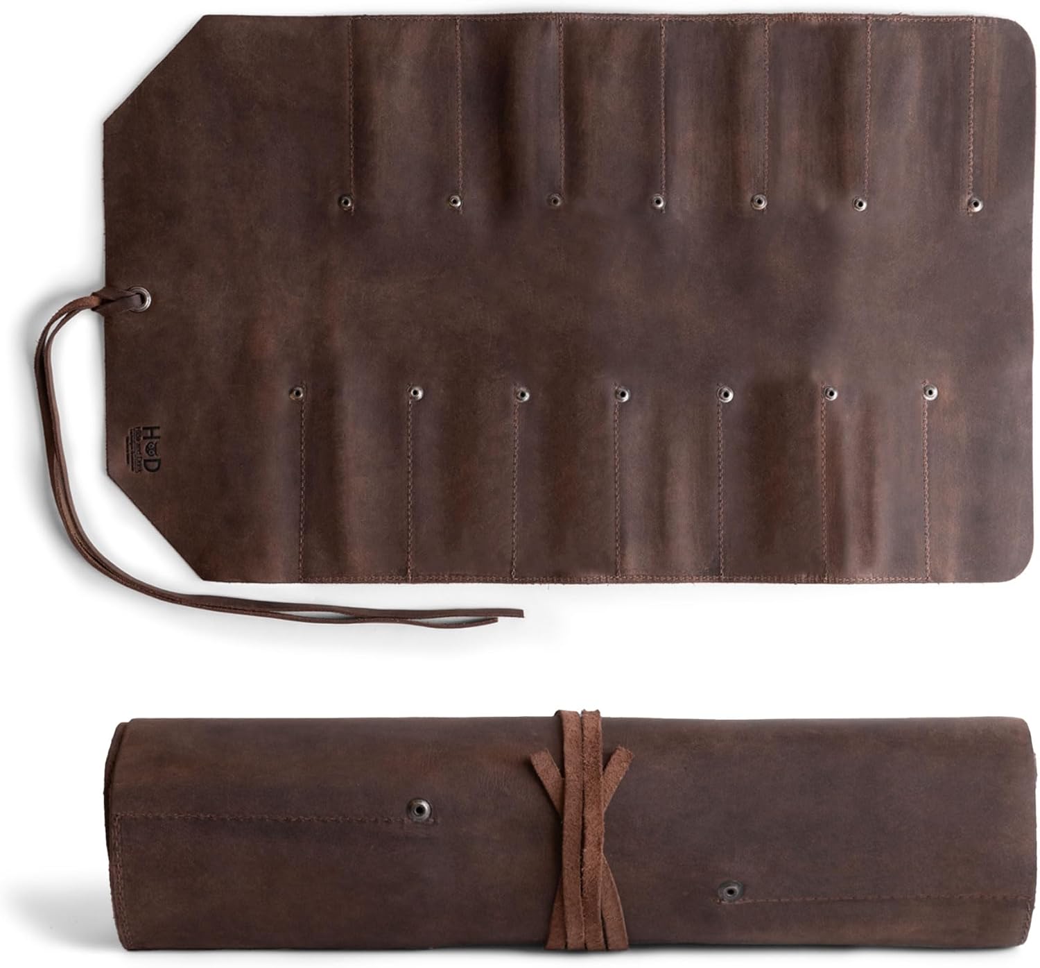 Premium Leather Tool Roll Bag: 12 Slots, Heavy Duty, Portable Mechanic Organizer 2 Premium Leather Tool Roll Bag: 12 Slots, Heavy Duty, Portable Mechanic Organizer - Image 2