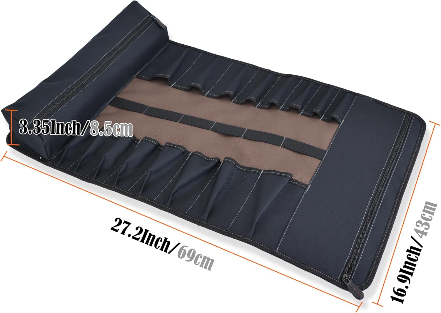 WELKINLAND Waxed Canvas Tool Roll 18 Pocket Waterproof Organizer 8 WELKINLAND Waxed Canvas Tool Roll 18 Pocket Waterproof Organizer - Image 8