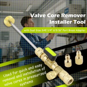 Valve Core Tool Set for HVAC Techs with Dual SAE Adapters R410 R32
