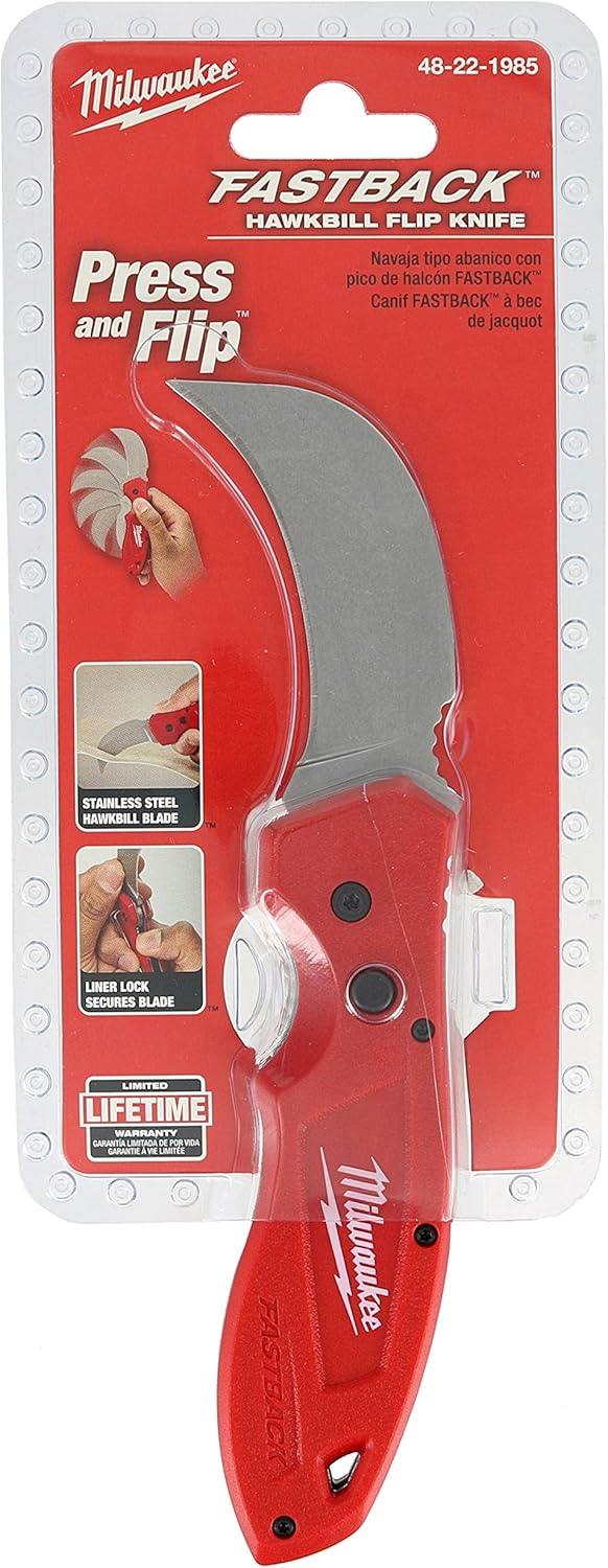 Milwaukee Fastback Folding Knife with Hawk Bill Blade and Belt Clip 8 Milwaukee Fastback Folding Knife with Hawk Bill Blade and Belt Clip - Image 8