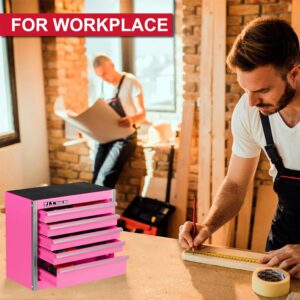 P.I.T. Pink 5-Drawer Portable Mini Tool Box for Home DIY Storage Steel Micro Cab