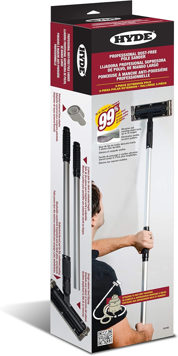 Professional Drywall Sander with Vacuum Dust Free Pole System 1 hyde tools 09165 dust-free drywall vacuum hand sander