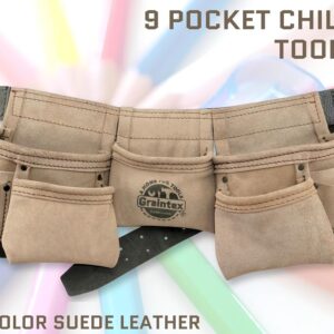 Kids Tool Belt Suede Leather 9-Pocket Workwear Apron for Boys and Girls