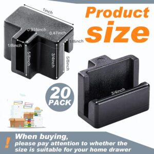 Durable Black File Folder Clips for Drawer Organization – 20 Pack Rail Holders