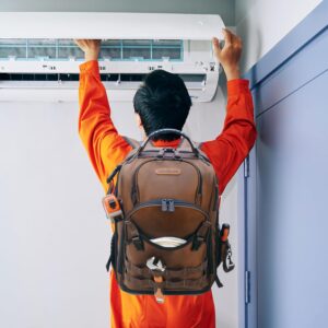 WELKINLAND 77-Pocket Heavy-Duty Electrician Tool Backpack with Hard Base