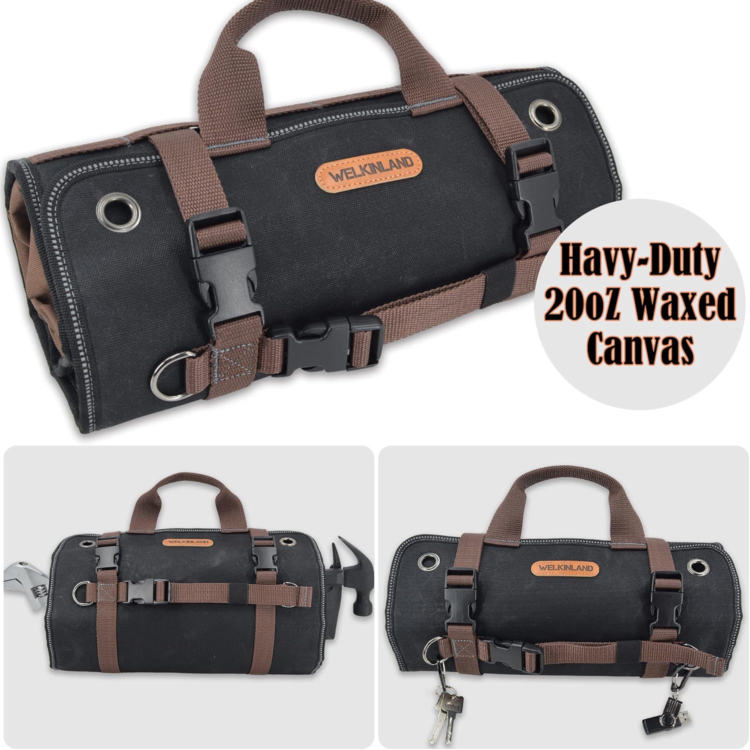 Professional Waxed Canvas Tool Roll Organizer | 15 Pockets | Heavy Duty Workshop Bag 6 Professional Waxed Canvas Tool Roll Organizer | 15 Pockets | Heavy Duty Workshop Bag - Image 6