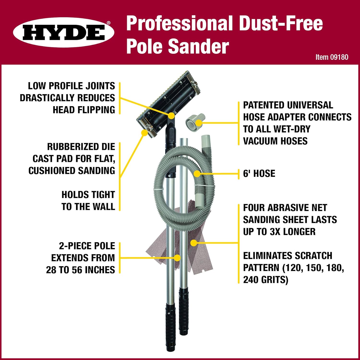 Professional Drywall Sander with Vacuum Dust Free Pole System 3 Professional Drywall Sander with Vacuum Dust Free Pole System - Image 3
