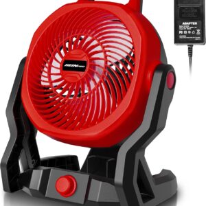 Battery Powered Fan for Milwaukee M18 18V Battery with AC Adapter (No Batteries), Up to 650 CFM Cordless Fans,Variable Speed Battery Operated Fan,Low Noise 30dB Portable & Jobsite Camping Fans