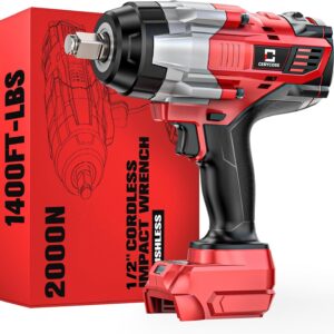 Cordless Impact Wrench 1/2 inch for Milwaukee 18V Battery: 1400FT-LBS High Torque Impact Wrench Heavy Duty Tool - Brushless Electric Impact Gun Includes LED Work Light - Bare Tool Only