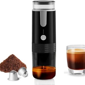 HURRISE Portable Coffee Machine Compatible for K Cup Capsules & Ground Coffee Handheld Coffee Maker Manually Operated for Camping Hiking, Driving, Home and Office