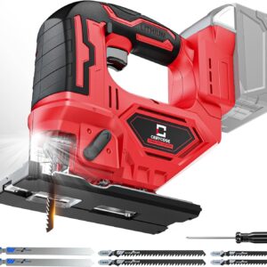 Jigsaw for Milwaukee 18V Battery, Cordless Jig Saw Tool, Brushless Motor, Variable Speed, Bevel Angle (0°-45°), LED Light with 3 Position Orbital Setting for Straight/Curve/Circle/Cutts (No Battery)