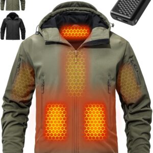Wulcea Graphene Heated Soft Shell Jacket for Men 12V 18400mAh Large Capacity