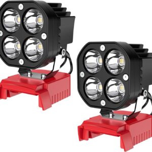 2 Packs LED Work Light Compatible with Milwaukee 18V Battery, 40W 6000LM Flashlight,18V Battery Cordless Work Light 120°Adjustable with Low Voltage Protection for Outdoors Job Site Lighting