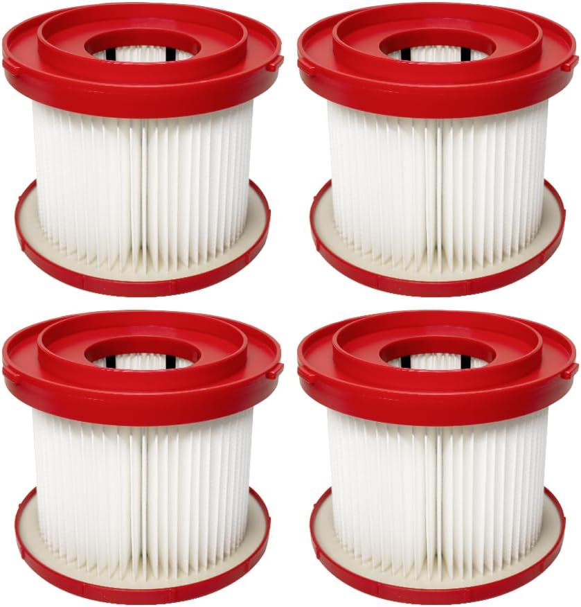 Premium Milwaukee M18 HEPA Vacuum Filters 4-Pack | Compatible 0780-20 0880-20 Models 1 4 Pack 49-90-1900 Replacement HEPA Filter Compatible With Milwaukee Vacuum, Shop Vac Filter, M18 Cordless Wet Dry Vacuum 0780-20 0880-20