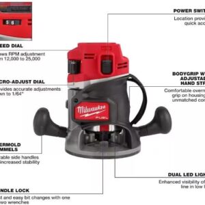 Milwaukee M18 FUEL Cordless Router 18V Brushless Half-Inch Professional Power Tool