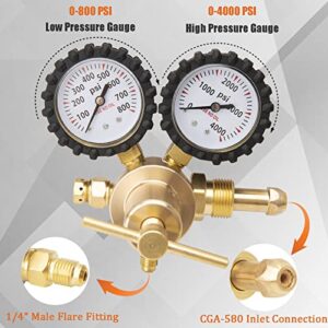 Professional HVAC Nitrogen Regulator 0-800 PSI with 60″ Purge Hose CGA580