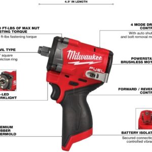 Milwaukee M12 FUEL Stubby 1/2″ Impact Wrench 10-Pack Bare Tool Kit 2554-20