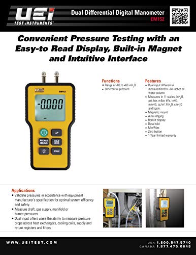 UEi EM152 Digital Manometer - Pro HVAC Pressure Testing Tool 4 UEi EM152 Digital Manometer - Pro HVAC Pressure Testing Tool - Image 4