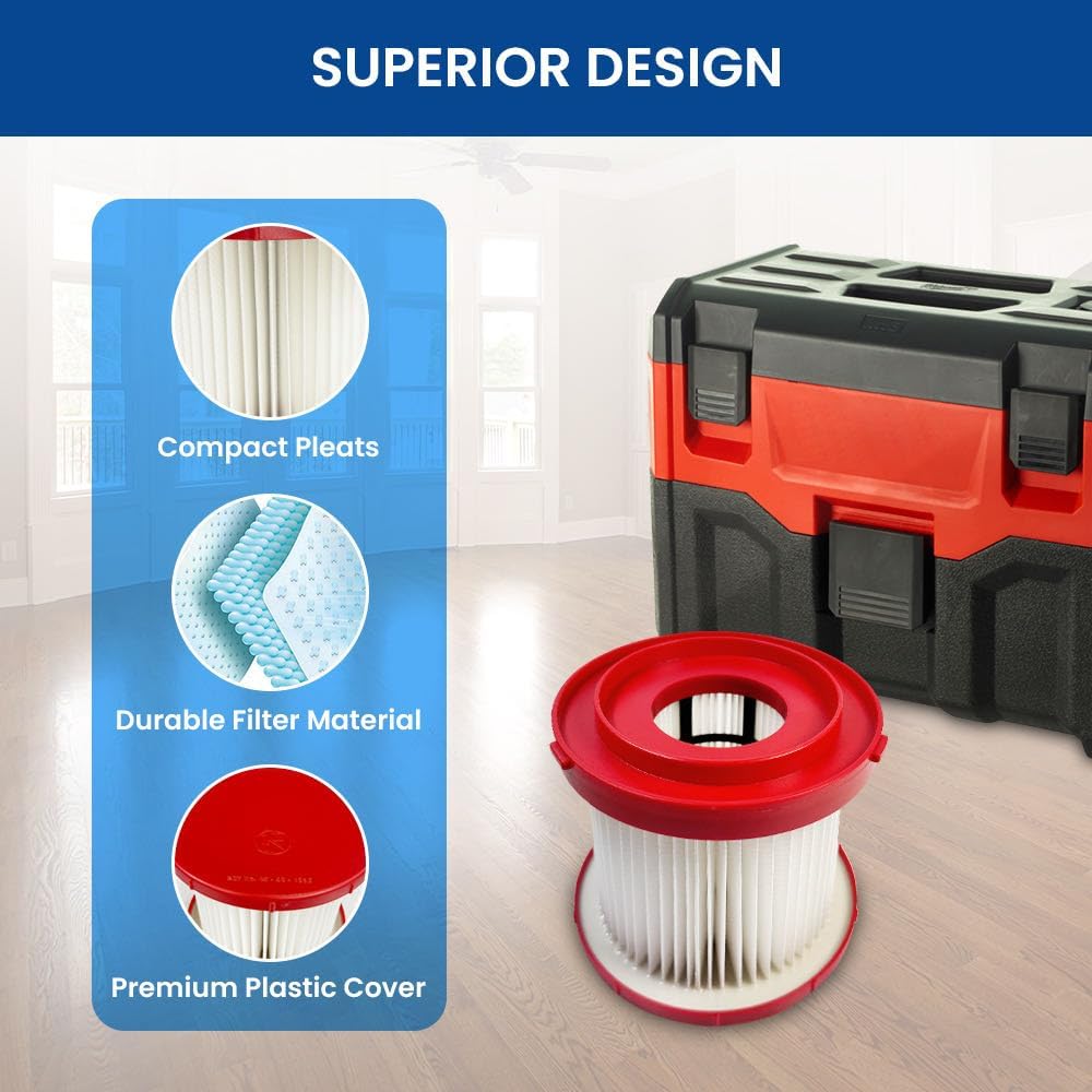 Premium Milwaukee M18 HEPA Vacuum Filters 4-Pack | Compatible 0780-20 0880-20 Models 4 Premium Milwaukee M18 HEPA Vacuum Filters 4-Pack | Compatible 0780-20 0880-20 Models - Image 4