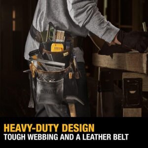 DEWALT Leather Tool Pouch with Belt for Professional Contractors