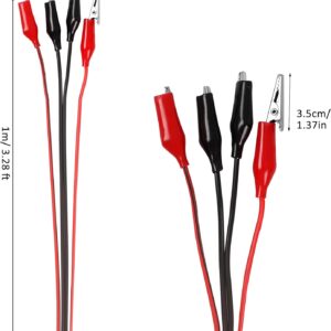 4 Pack Insulated Alligator Clip Test Leads – 1M Red Black Jumper Wires for Circuit