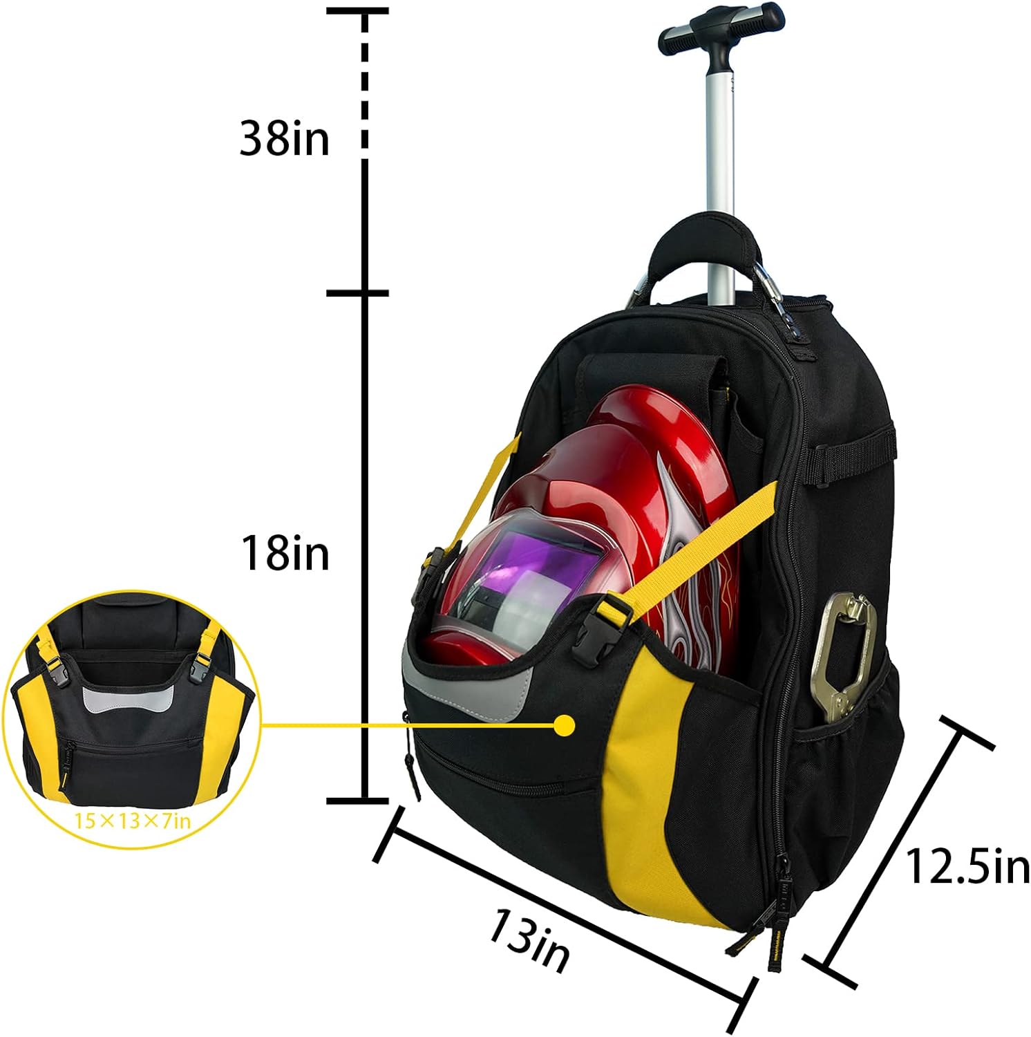 Heavy Duty Wheeled Tool Bag for Pros: Yellow Rolling Toolbox Organizer 4 Heavy Duty Wheeled Tool Bag for Pros: Yellow Rolling Toolbox Organizer - Image 4