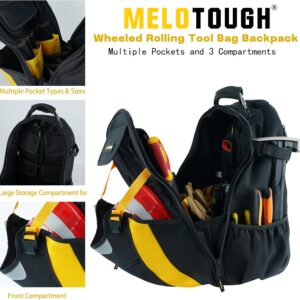 Heavy Duty Wheeled Tool Bag for Pros: Yellow Rolling Toolbox Organizer