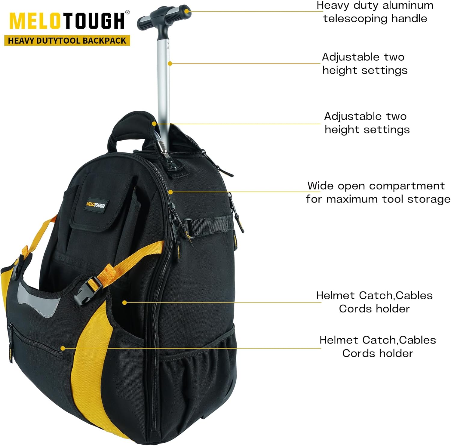 Heavy Duty Wheeled Tool Bag for Pros: Yellow Rolling Toolbox Organizer 5 Heavy Duty Wheeled Tool Bag for Pros: Yellow Rolling Toolbox Organizer - Image 5