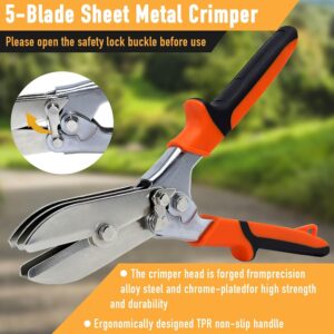5-Blade Sheet Metal Crimper for 24-28 Gauge Stainless Steel Ducts