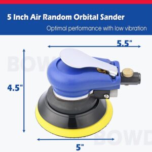 BOWD 5″ Pneumatic Random Orbital Sander – Auto Body Palm Tool + 10 Discs