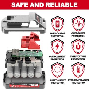 Milwaukee M18 5.0Ah Extended Battery 2-Pack | High Capacity Replacement