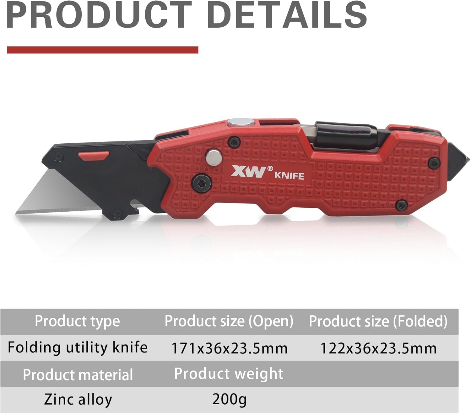 XW 5-in-1 Folding Utility Knife: Heavy Duty Multi-Tool Lock-Back Cutter 6 XW 5-in-1 Folding Utility Knife: Heavy Duty Multi-Tool Lock-Back Cutter - Image 6
