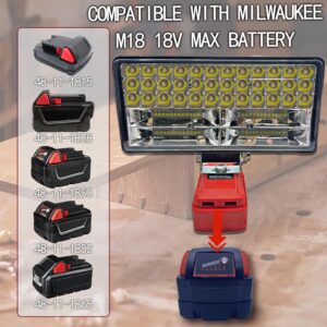 Milwaukee 18V LED Work Light: 90W Portable Flood Lamp, USB Charging, Wide Beam Worksite Light